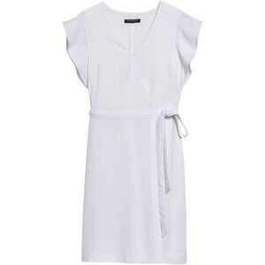 NWT Banana Republic White Wrap Front Flutter Dress size 4